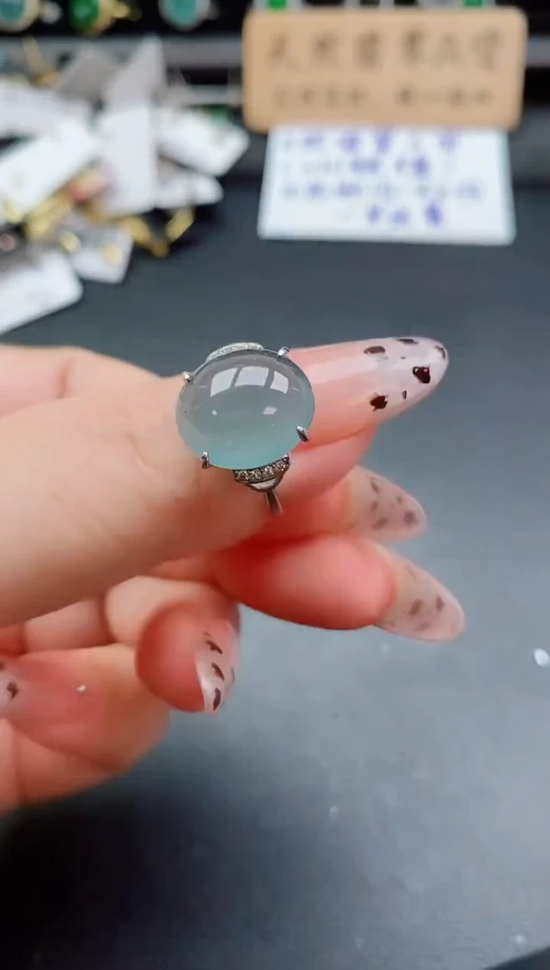 银S925镶嵌戒指翡翠1