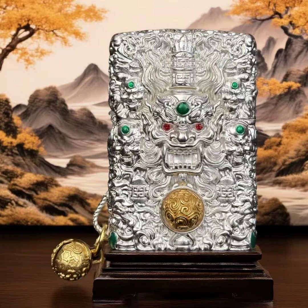 套甲山鬼花钱 银 防风打火机