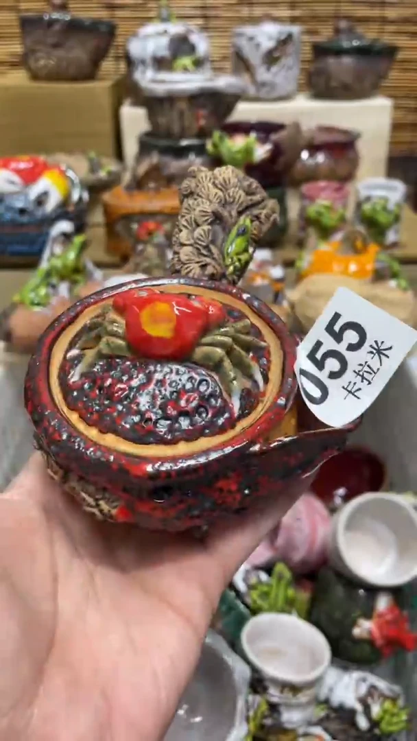 霞055精美粗陶手工柴烧