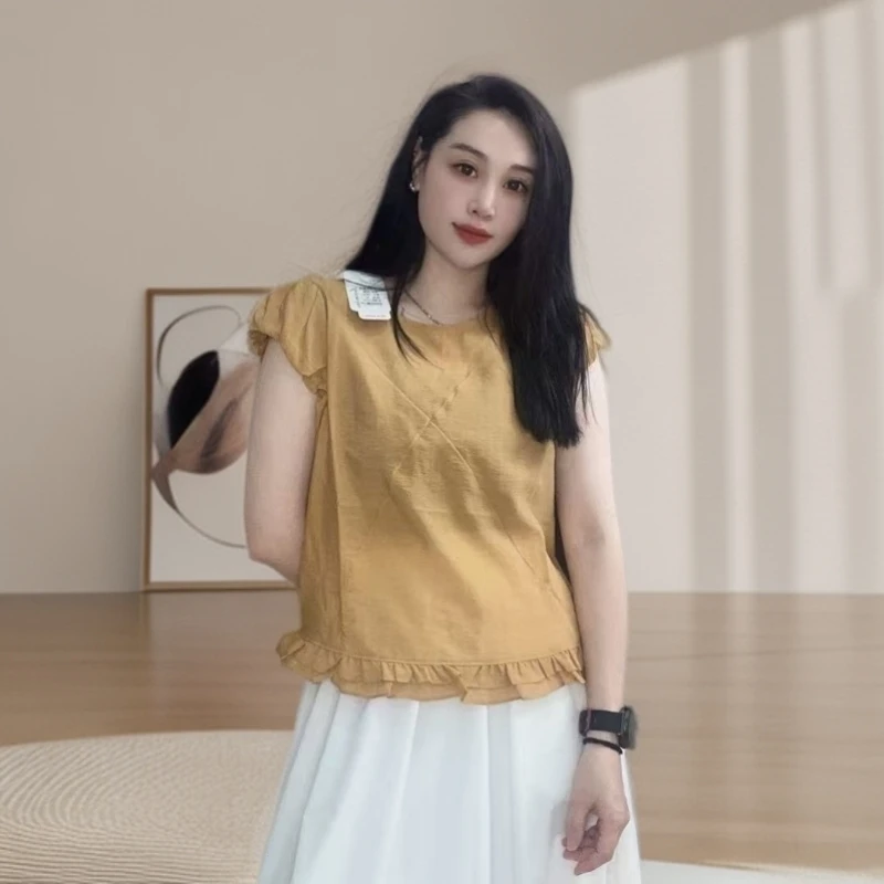 《今喜专属》时尚百搭洋气设计感纯色显瘦女士夏季短袖T恤女5826