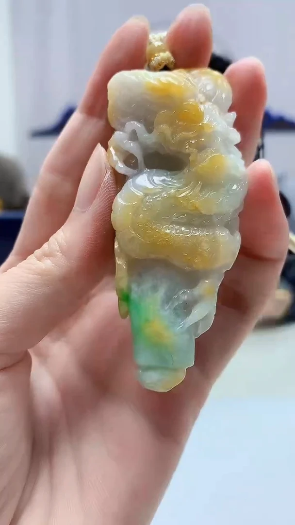 定制翡翠未镶嵌5060zm-毛货挂件114龙牌