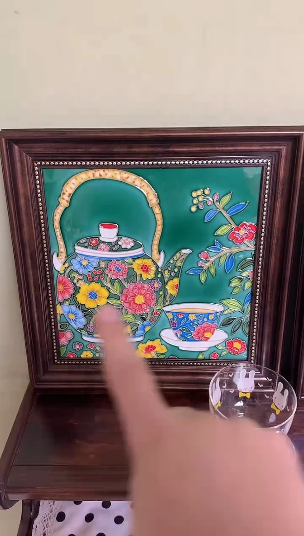 陶瓷 38.38 挂画 绿色茶壶