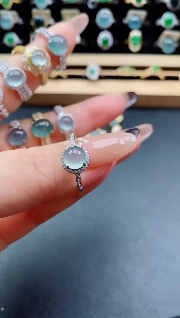 银S925镶嵌戒指翡翠1