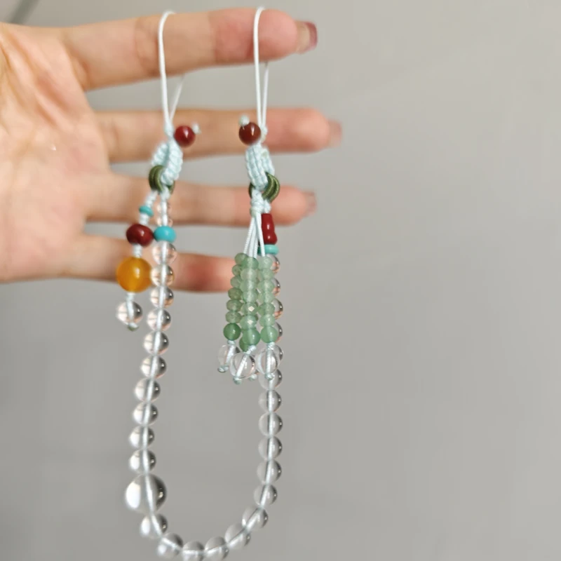 铜合金吊坠 五彩斑斓羽沫手机链手工气质古风轻奢百搭复古汉服