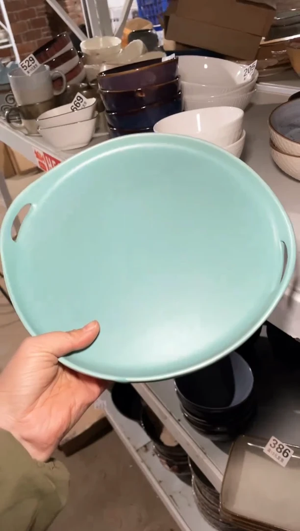 【闪购商品】碗微瑕（1件套）湖蓝双耳盘