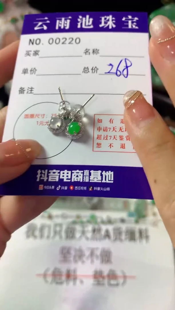 银S925镶嵌翡翠耳饰翡翠