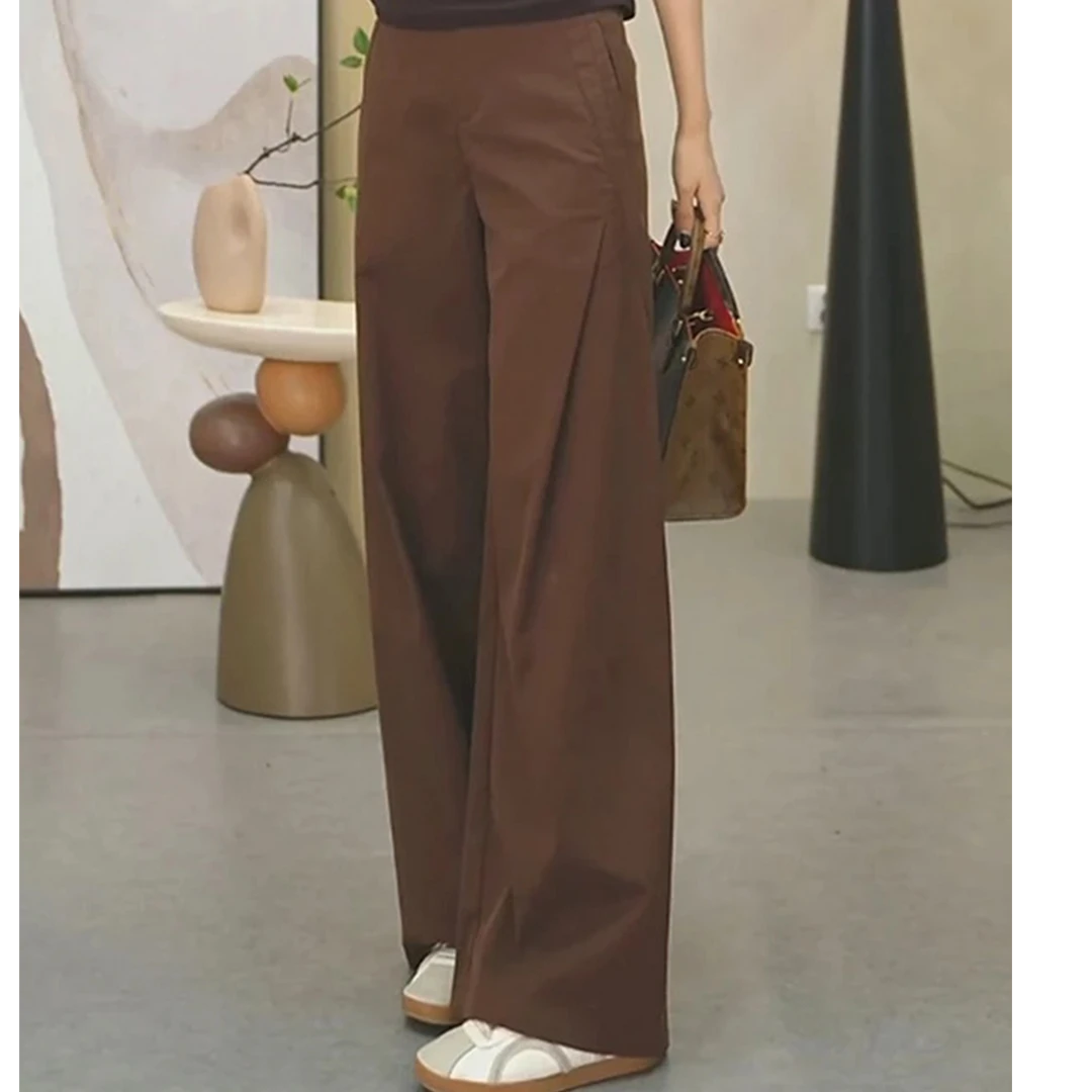 风笛裤舒柔特阔腿裤女2025秋季新款高腰显瘦宽松抗皱百搭休闲裤子