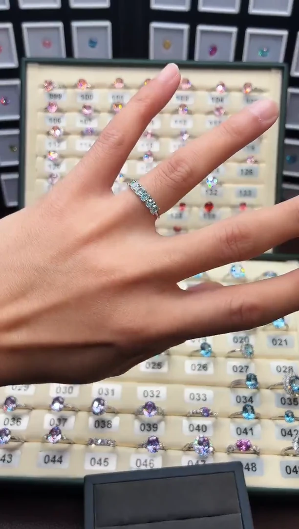 银S925镶嵌戒圈海蓝宝石111