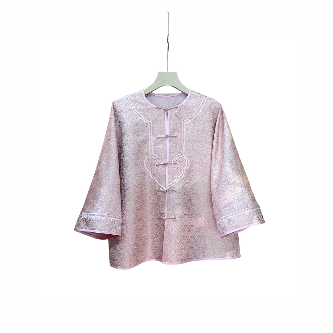 粉定胜纹对开上衣GX000103