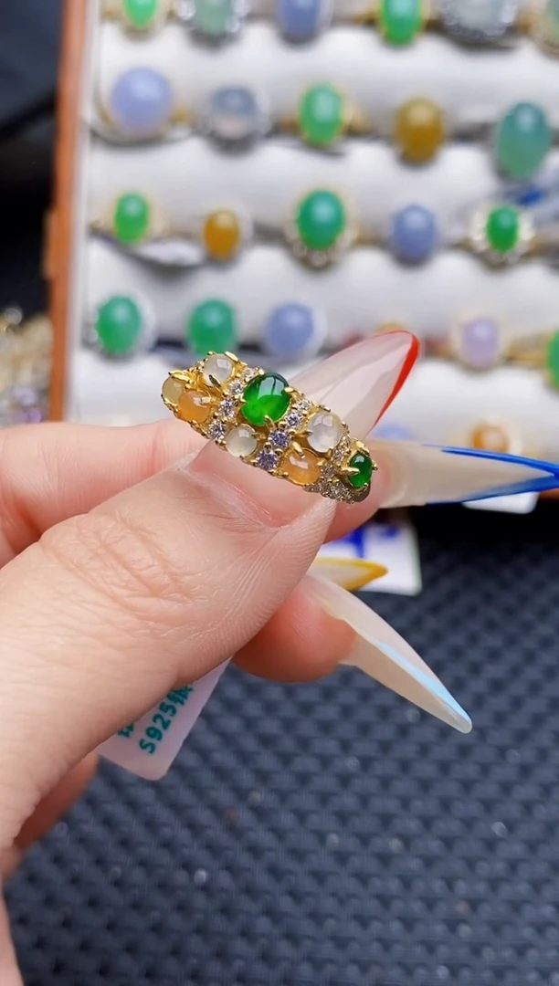 银S925镶嵌戒指翡翠3161