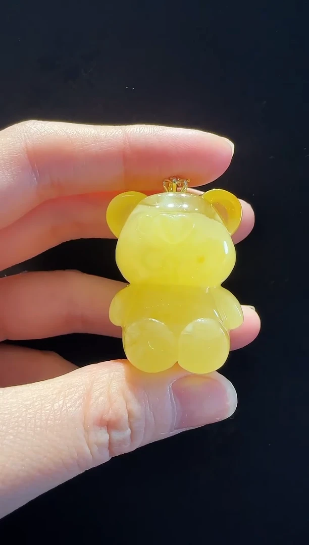 蜜蜡颈饰18K金镶嵌小熊款