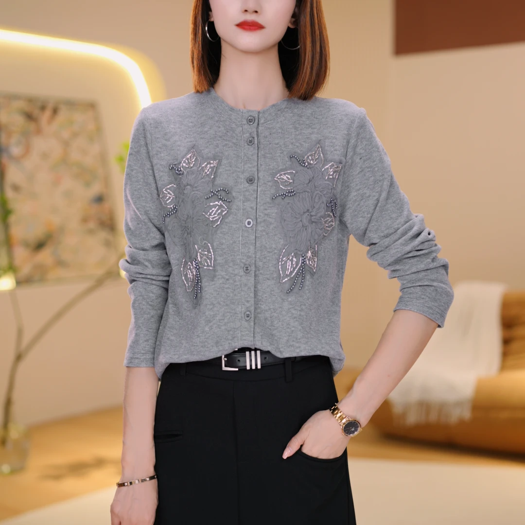 秋季上衣上新开衫女装百搭新品长袖时尚显瘦2575
