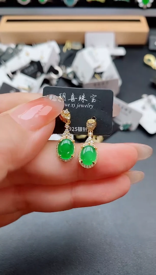 银S925镶嵌戒指翡翠1