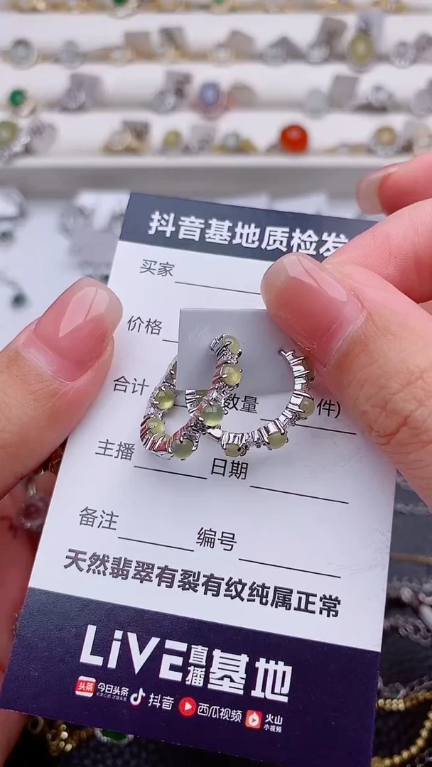 银S925镶嵌翡翠耳饰...............