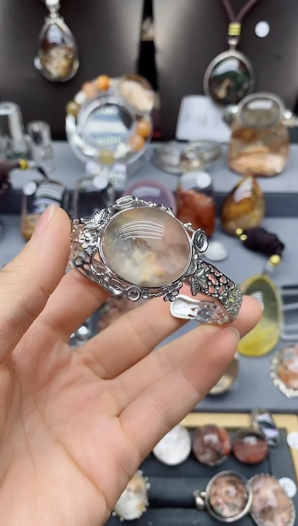 银S925镶嵌珠宝半成品水晶清**月定制