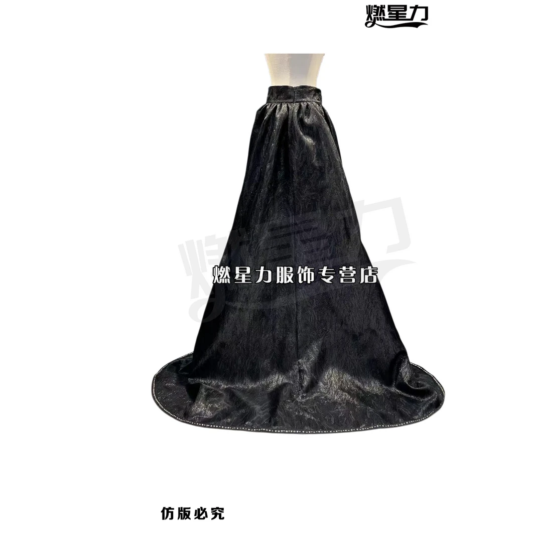 【燃星力 ICTP 俏姐姐】黑纹渔网拼接铆钉边腰封 浮雕鎏金山脉提花