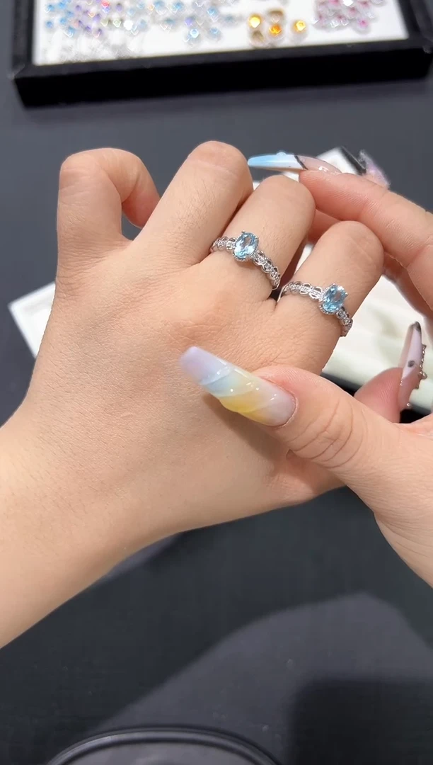 托帕石戒指银S925镶嵌99a多样性发其一【1个】