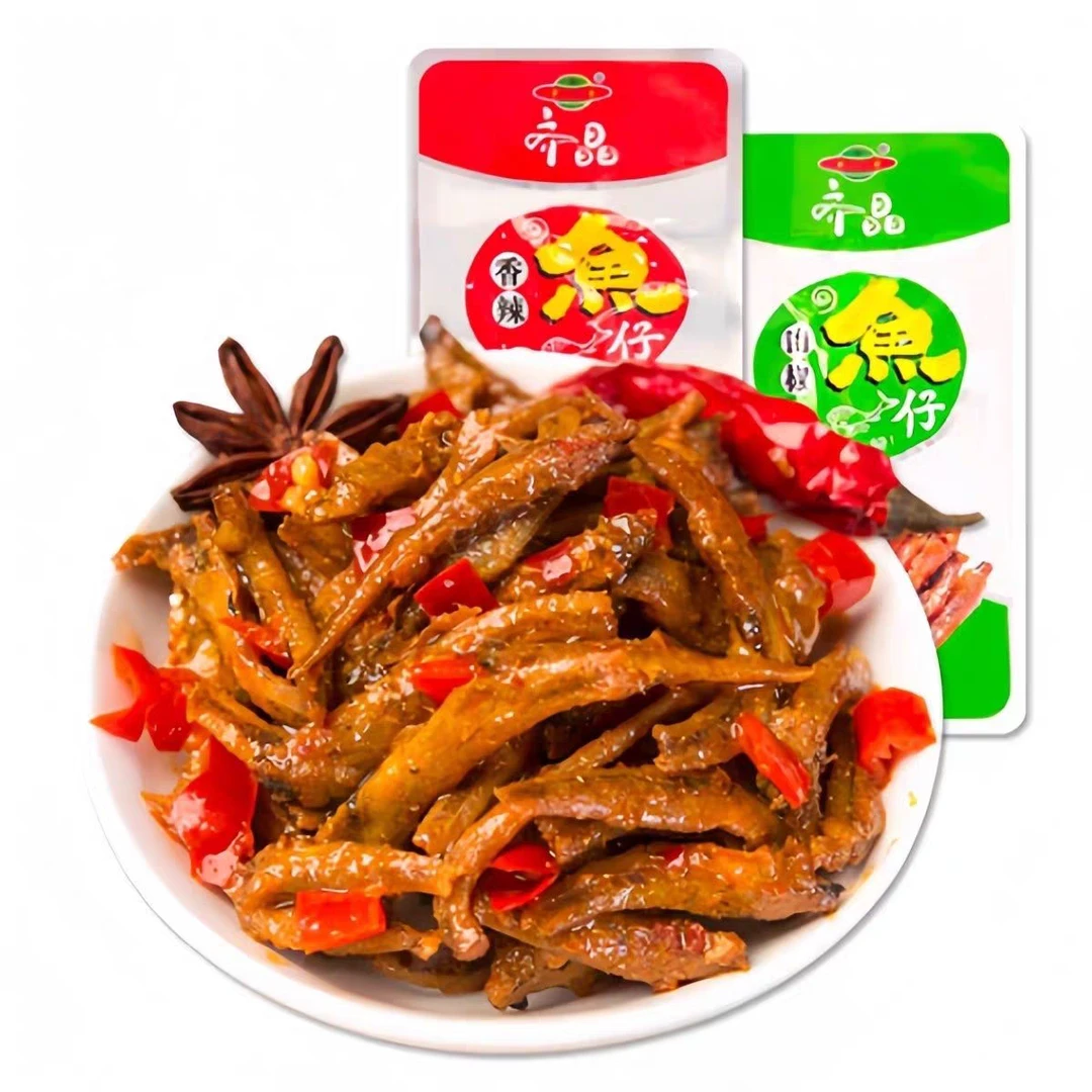 Q/齐晶山椒小鱼仔泡椒湖南特产辣味充饥解馋休闲小零食馋嘴小零食