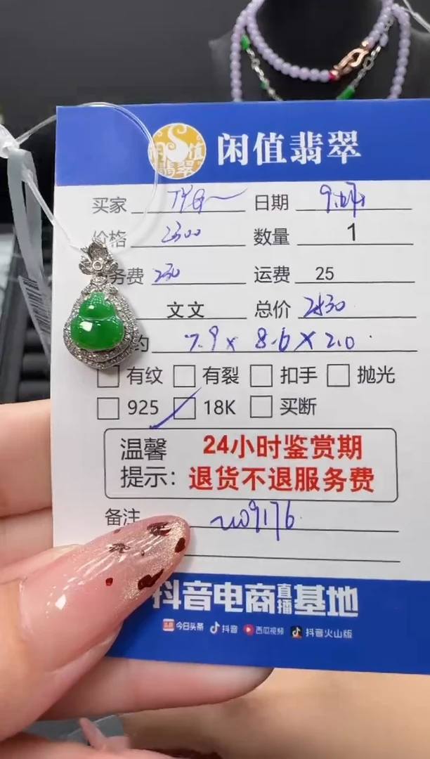 颈饰18K金镶嵌翡翠T****阁翡翠吊坠