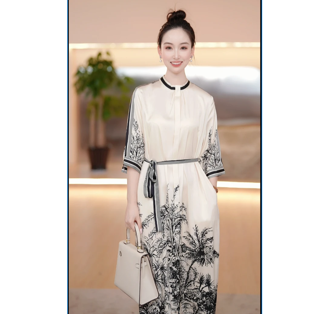 连衣裙2025年女士新中式气质长款显瘦中长连衣裙ZS9082