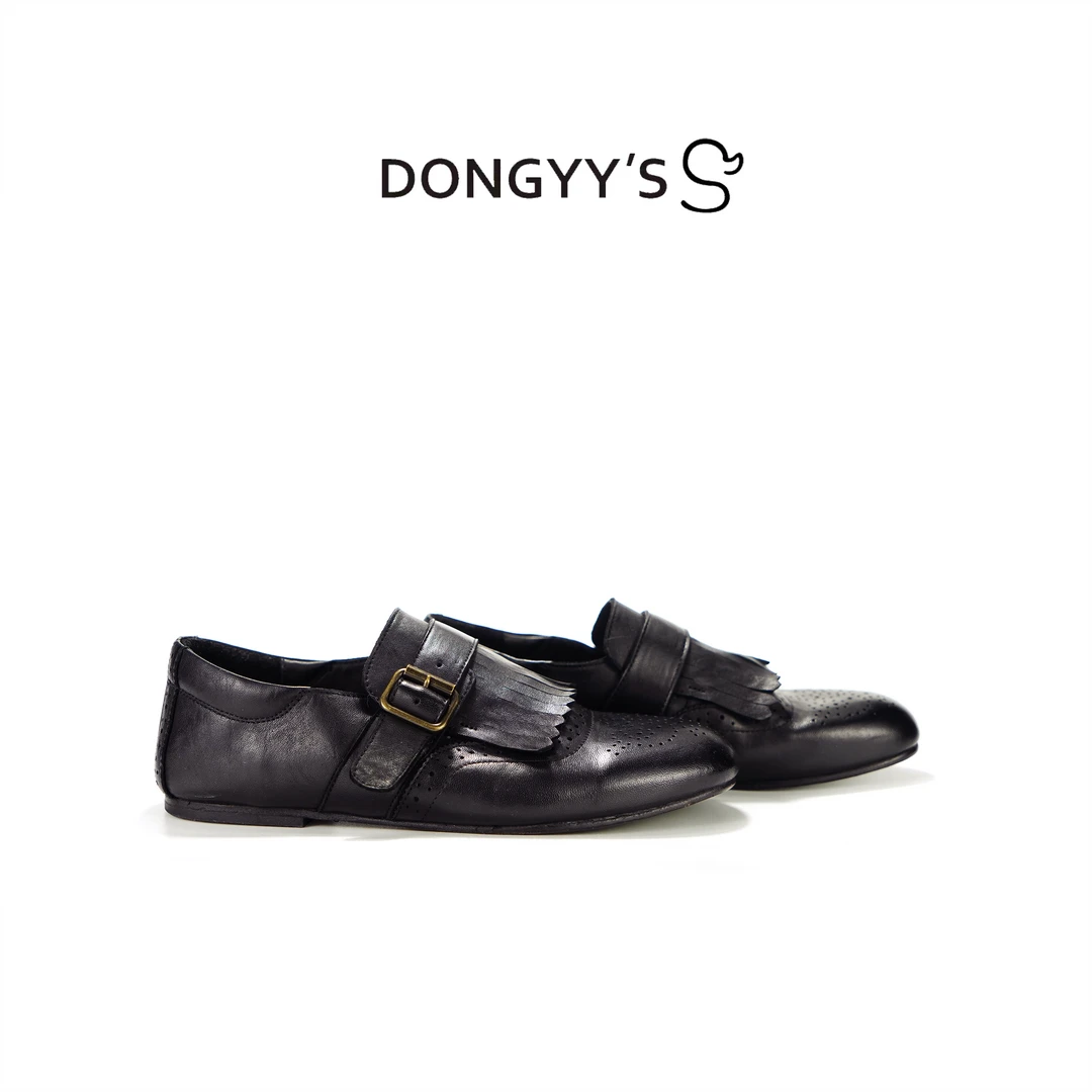 Dongyy's2025年新款复古手工流苏布洛克英伦风平底乐福鞋小皮鞋