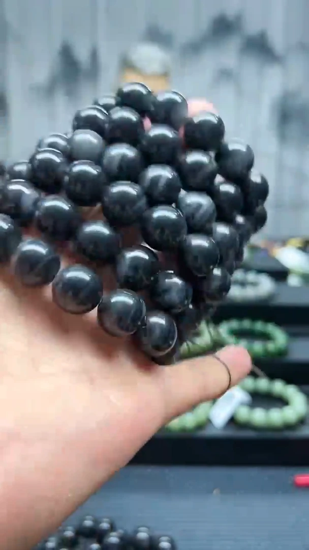 手串未镶嵌和田玉聚墨青花卡16纯天然拍一发一