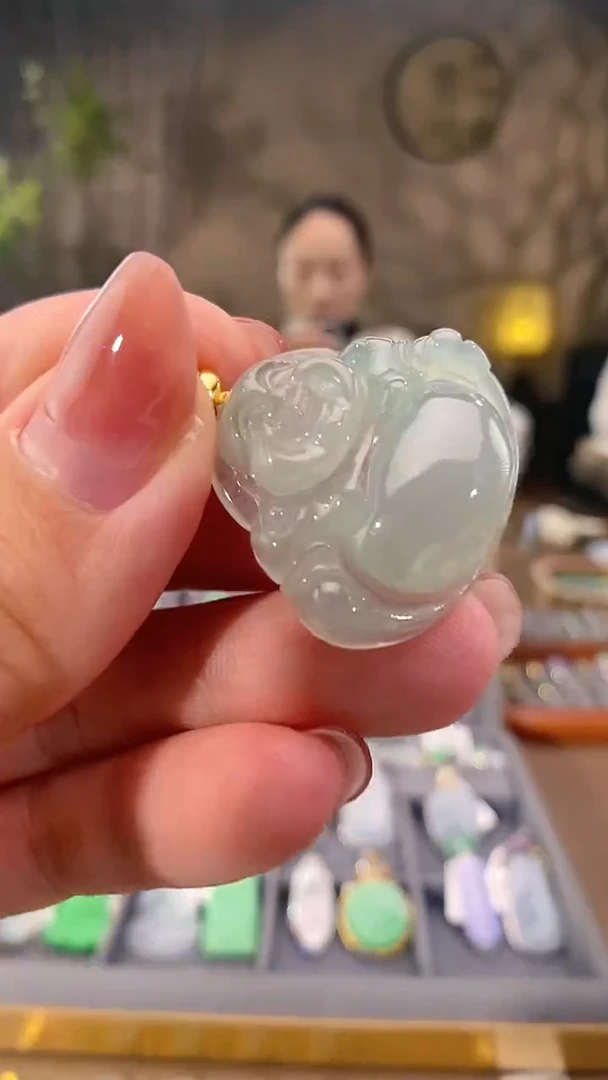 吊坠(不含链)18K金镶嵌翡翠佛公