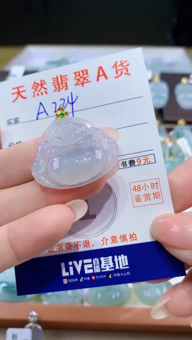 颈饰18K金镶嵌翡翠天然翡翠A货挂件