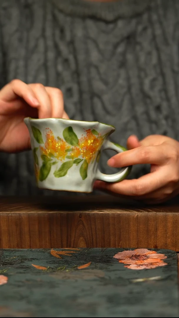 杯釉下彩手工手绘同款陶器