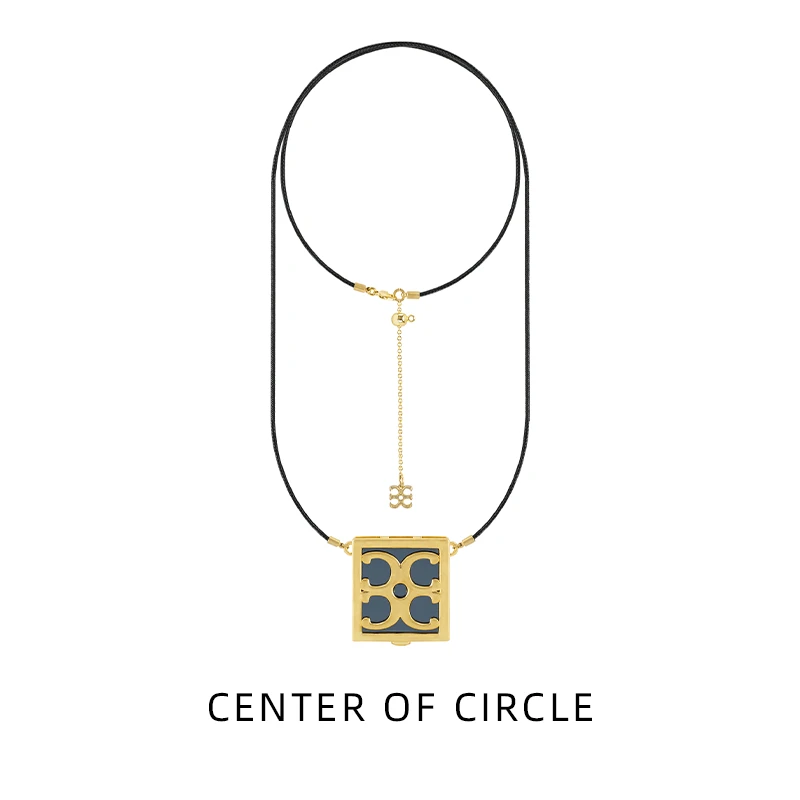 铜合金皮质项链 COC圆心-铜合金小众设计枪色镜面高级感长链