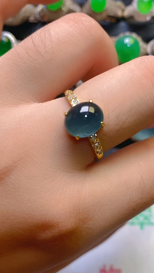 翡翠戒指银S925镶嵌天然