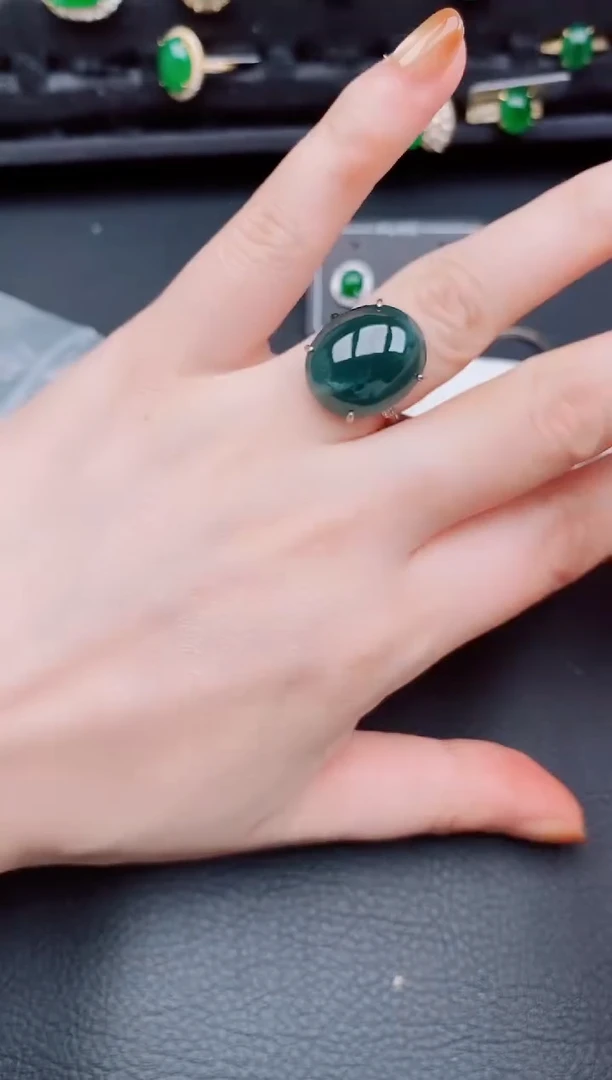 【闪购商品】翡翠戒指银S925镶嵌天然a货翡翠371