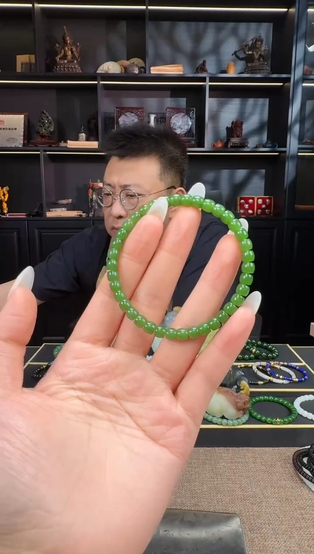 和田玉未镶嵌颈饰6mm碧玉极致手串