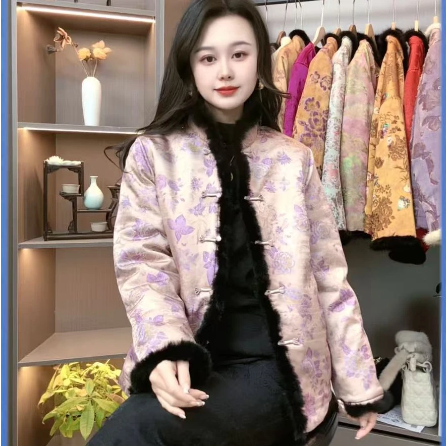 新款气质国风保暖两面穿水貂皮毛一体加厚冬季柔软保暖S050