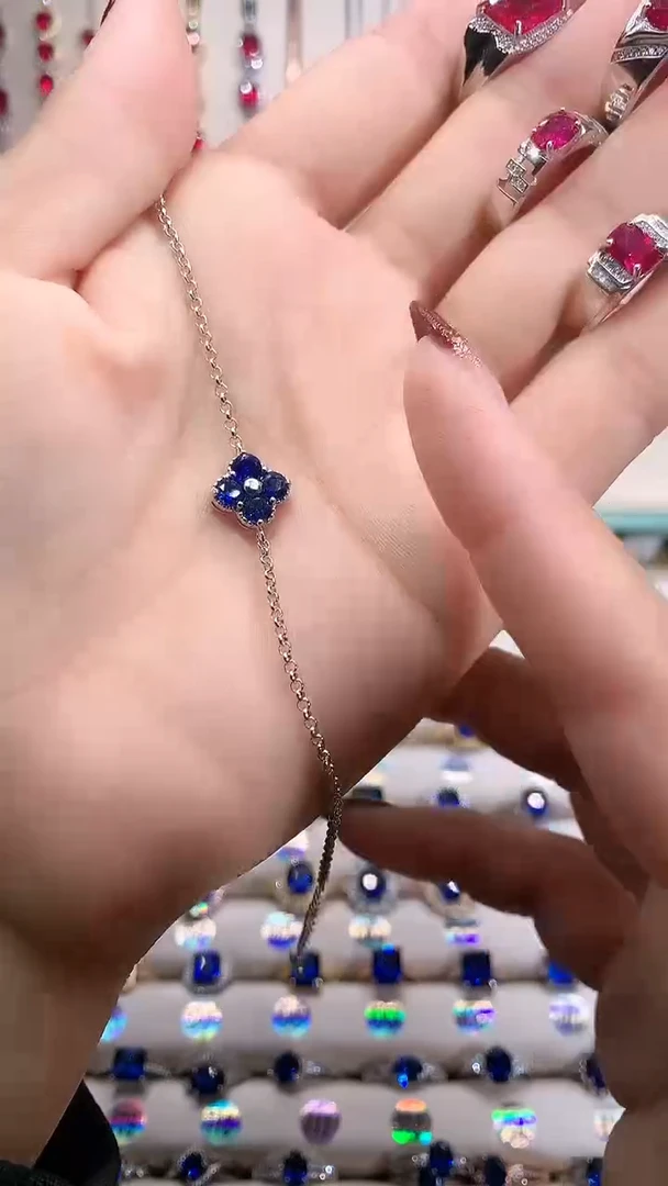 【闪购商品】蓝宝石手链银S925镶嵌银色