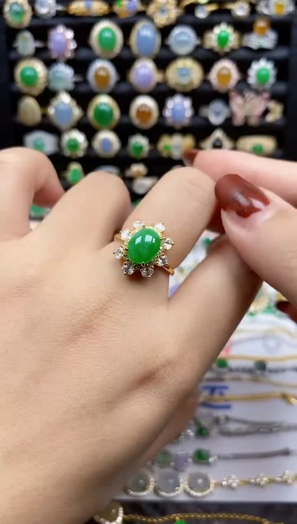 银S925镶嵌戒指翡翠8402