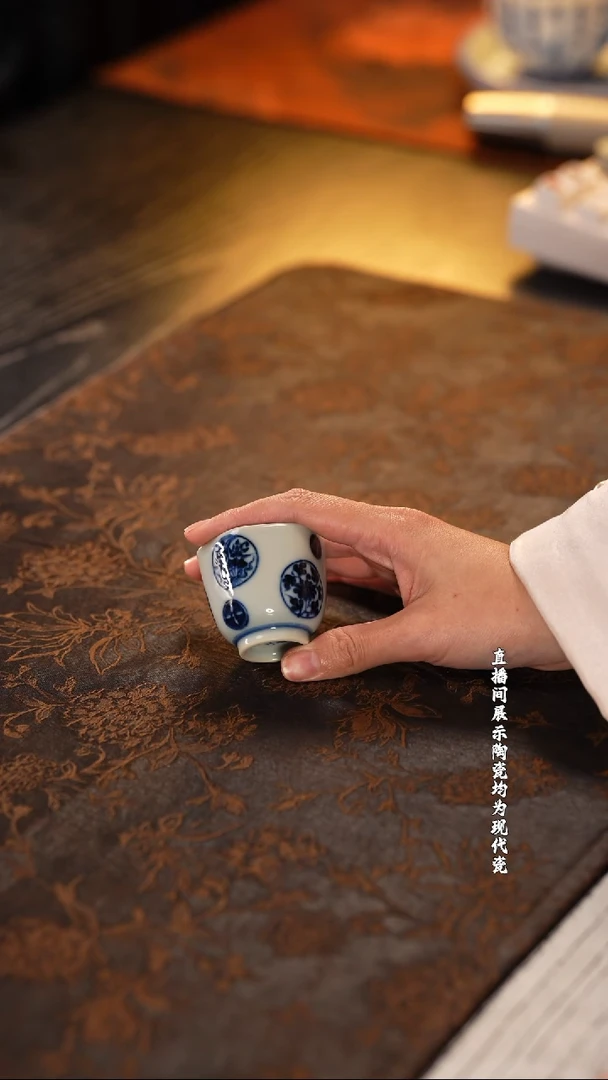 元黛工坊六方皮球花小岩茶杯