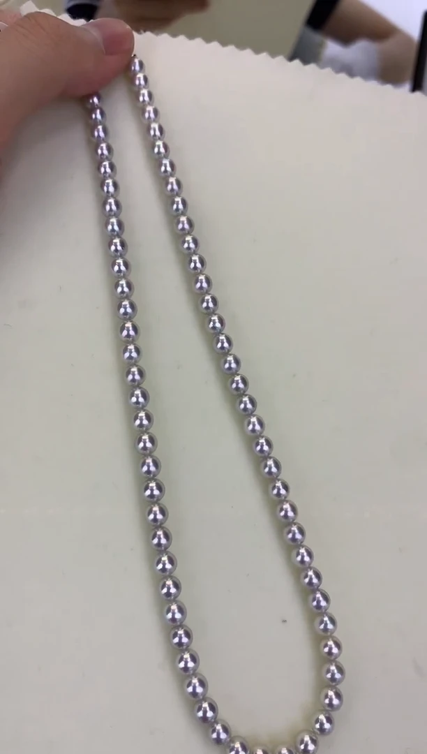 银S925镶嵌DA海水珍珠 GD009 5.5-6 bluerose串链带大证