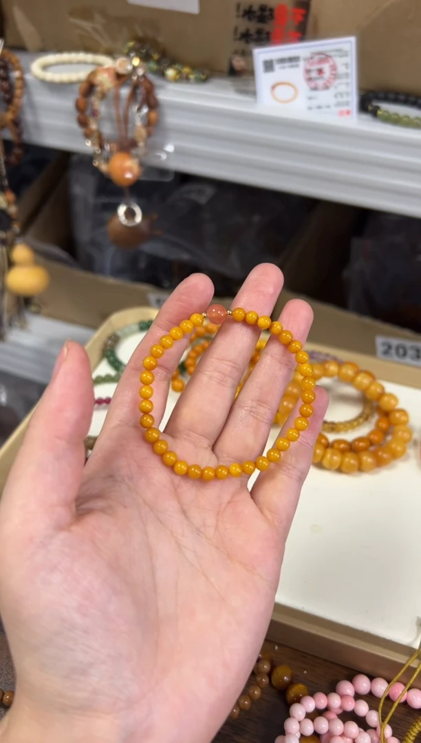 未镶嵌蜜蜡手链满蜜蜜蜡南红顶珠款手链[2903]