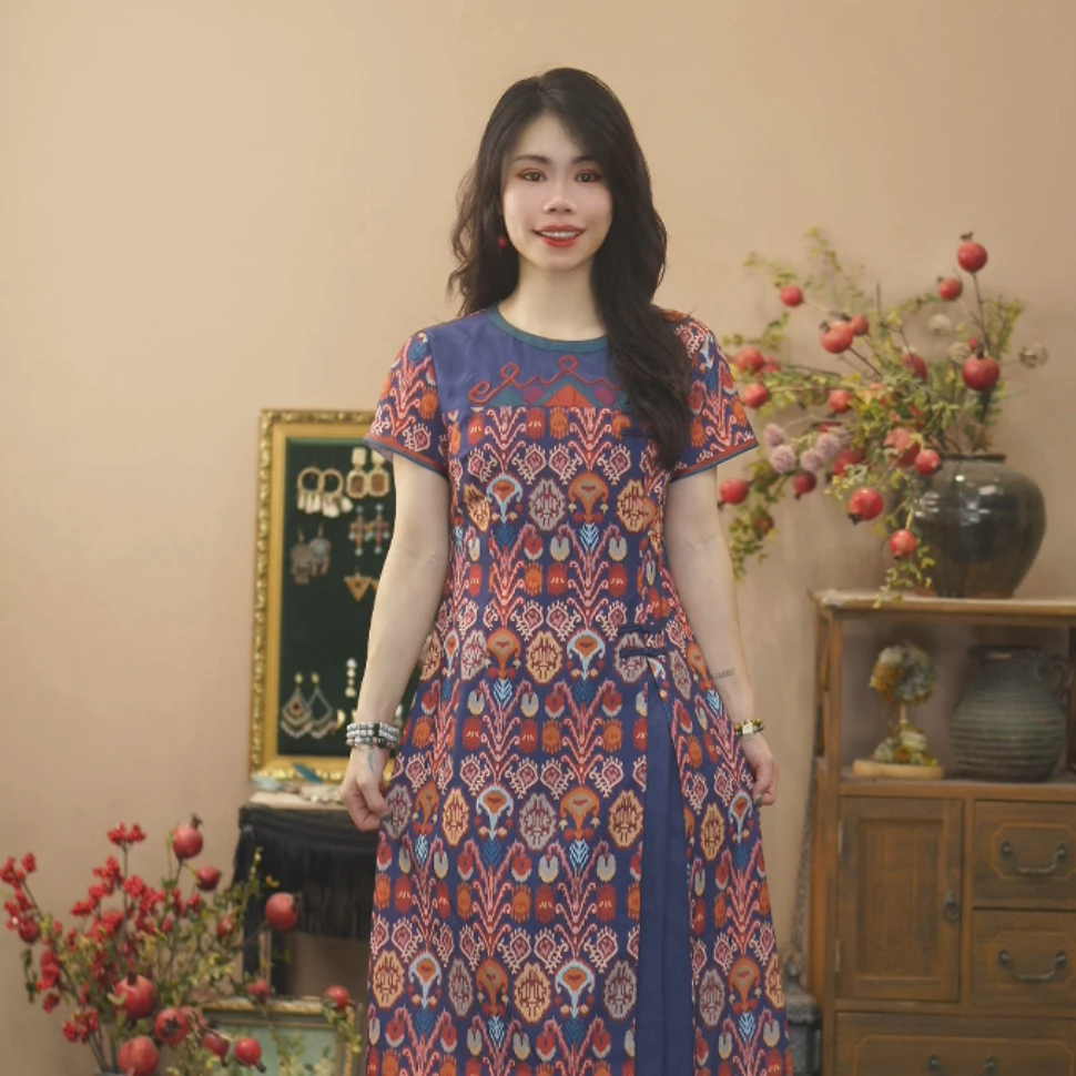 夏季新款复古日常文艺显瘦中国风连衣裙25C014