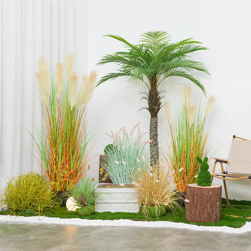 网红露营风绿植假芦苇狗尾巴草落地盆栽室内客厅植物装饰造景摆件