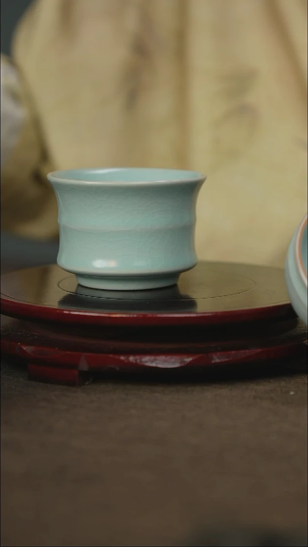 支钉烧 竹节杯 带底款