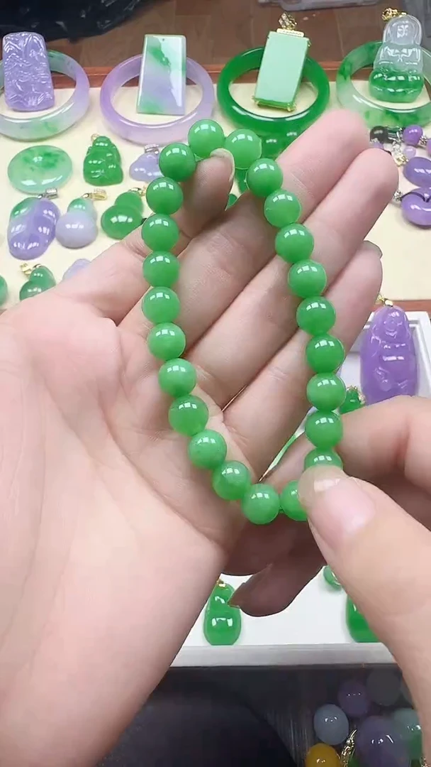 颈饰未镶嵌翡翠8mm绿串