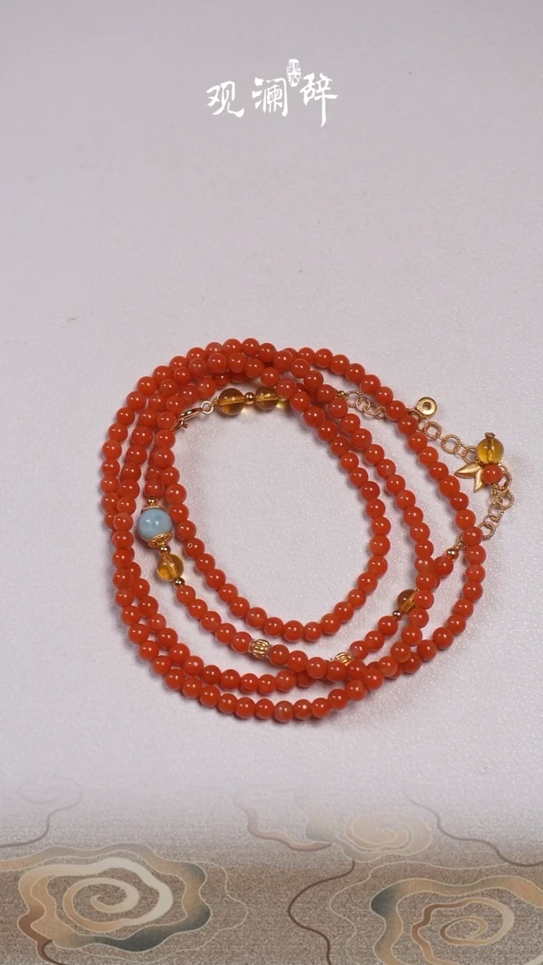 【闪购商品】南红玛瑙多宝项链银S925镶嵌项链
