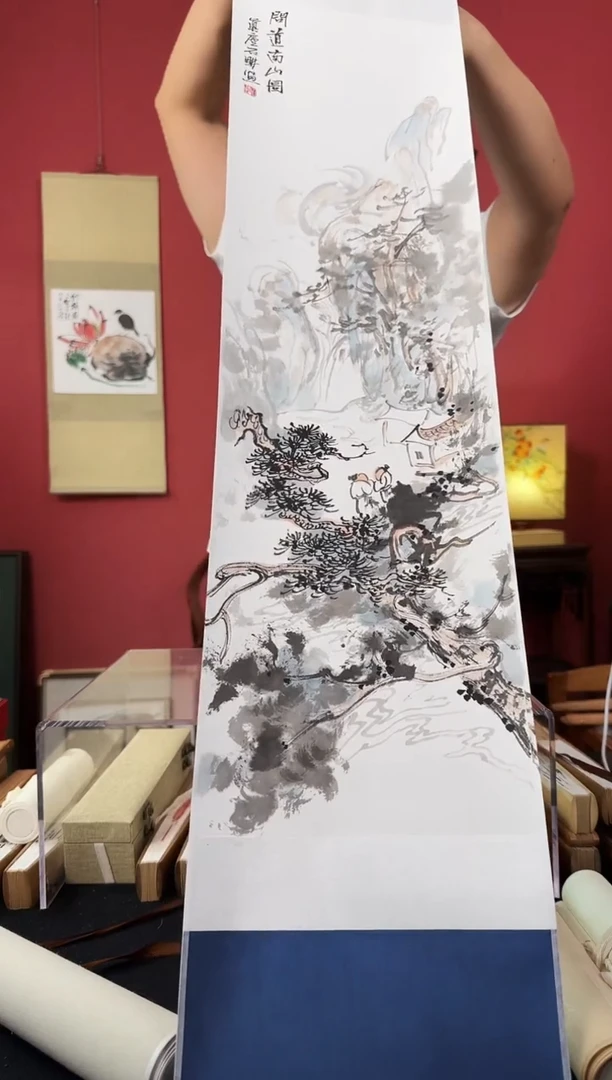 国画杜大江卷轴作品