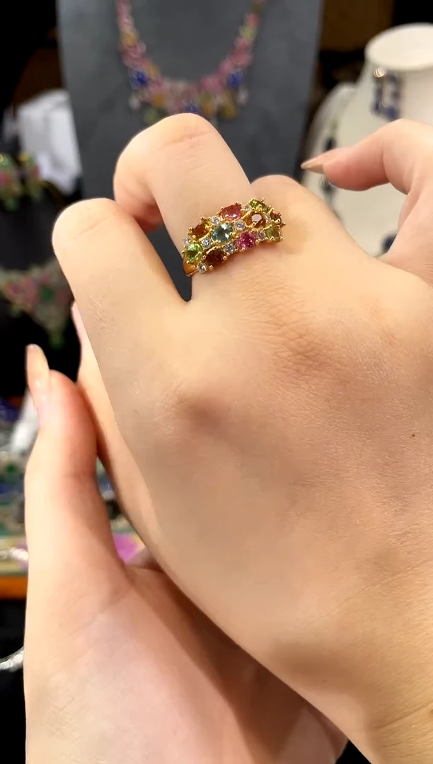 碧玺戒指银S925镶嵌戒指