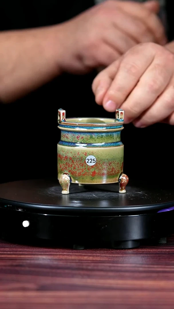 225#盼龙窑一级品原矿钧瓷马蹄圆炉