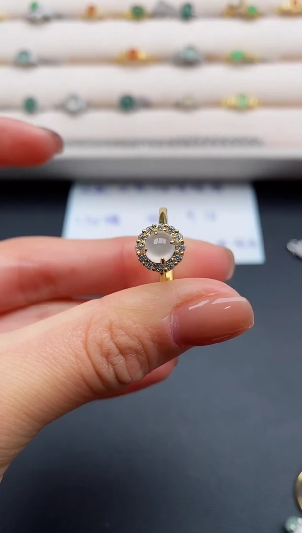 银S925镶嵌戒指翡翠666666+3