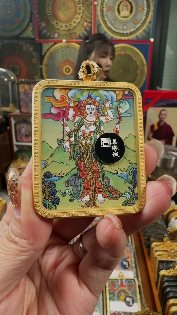 吊坠 壹善缘城手绘唐卡摩利支天双面送防水壳