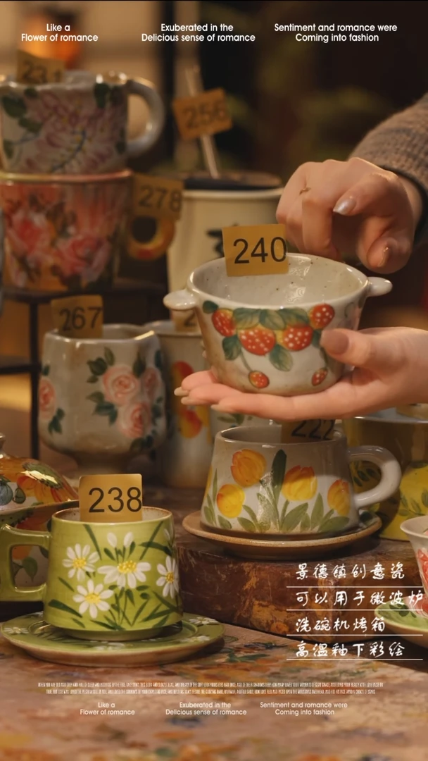陶瓷景德镇高温手绘釉下彩绘设计师款式240